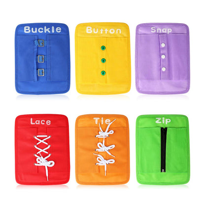 YHZAN Learn to Tie Your Shoes Dressing Board Montessori Mobile Sensory Board Travel Therapist Life Skills Development Toy - Zip,Button,Snap,Buckle,Lace & Tie for Preschool Toddler 2-8 Years Old
