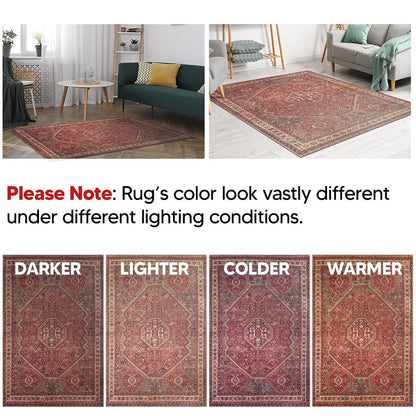 Keen Home Design 10x14 Rug - Machine Washable Area Rug with Non-Slip Backing, Ideal for Living Room, Dining Room, Bedroom - Vintage, Easy Clean, Durable, Low Pile Rug - (9'7" x 14')