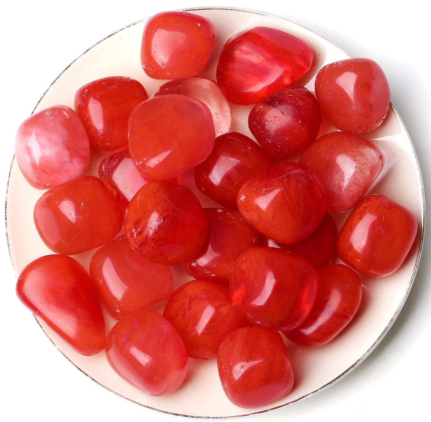 QINJIEJIE 0.9LBS Cherry Quartz Polished Stones Tumbled Crystals Bulk Gemstones Healing Crystal Rocks Set Decorative Landscape Quartz Real Stone Vase Filler Bottom Decoration Beginners Gifts