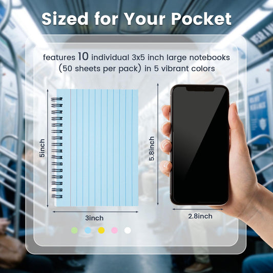 Koogel 500PCS Index Cards 3x5, Colored Ruled Index Cards with Rings for Back to School, Flashcards Heavy Notecards with Waterproof Covers for Studying School College To Do List Supplies, 5 Colors