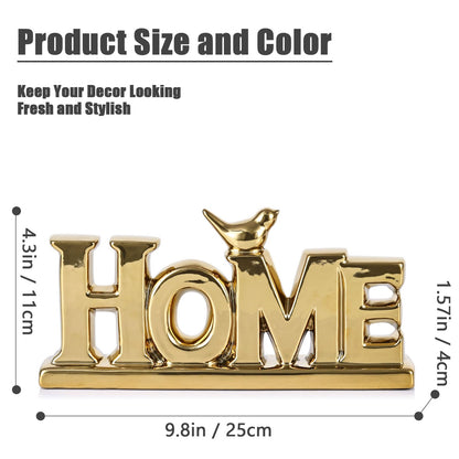Gold Love Sign Statue - Personalized Home Decor, Bird Sculpture for Living Room, Bedroom, Desktop & Cabinets
