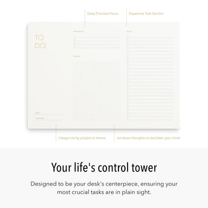 Pinesman - Elegant To Do List Notepad with Mouse Pad Feature, 11.22" x 7.87", 50 Tear-Off Sheets, Gold Foiled, Daily Planning, Eco-friendly To Do List Planner, FSC™ Certified To Do List Notebook for Work