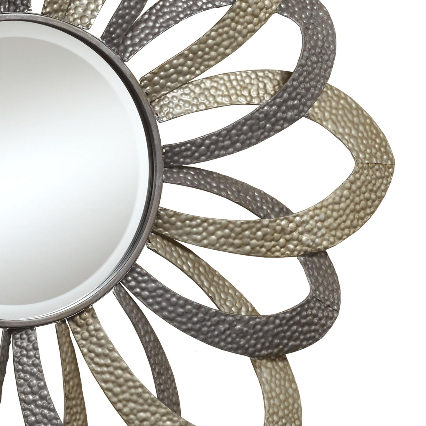 Touch of Class Metal Flower Round Wall Accent Mirror Gray and Silver