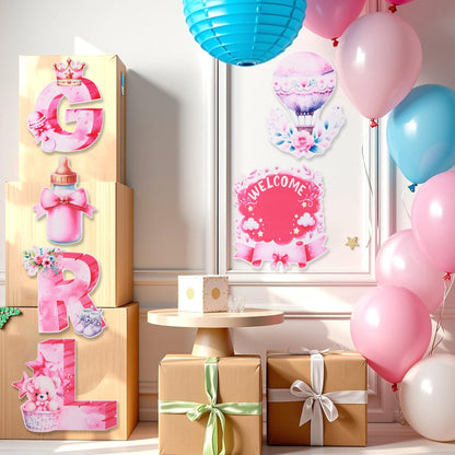 EASY JOY 10PCS Its A Girl Yard Sign with Stakes Pink It's A Girl Baby Shower Yard Sign for Gender Reveal Outdoor Garden Lawn Party