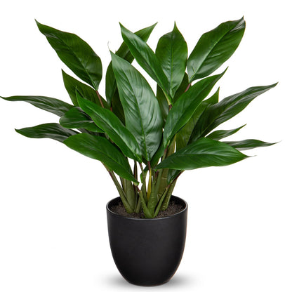 GnFlus Fake Plants 17'' Faux Plants Artificial Potted Plants Indoor Realistic Fake Cast Iron Plant Artificial Plants with Pot for Home Office Farmhouse Kitchen Bathroom Table Shelf Decor