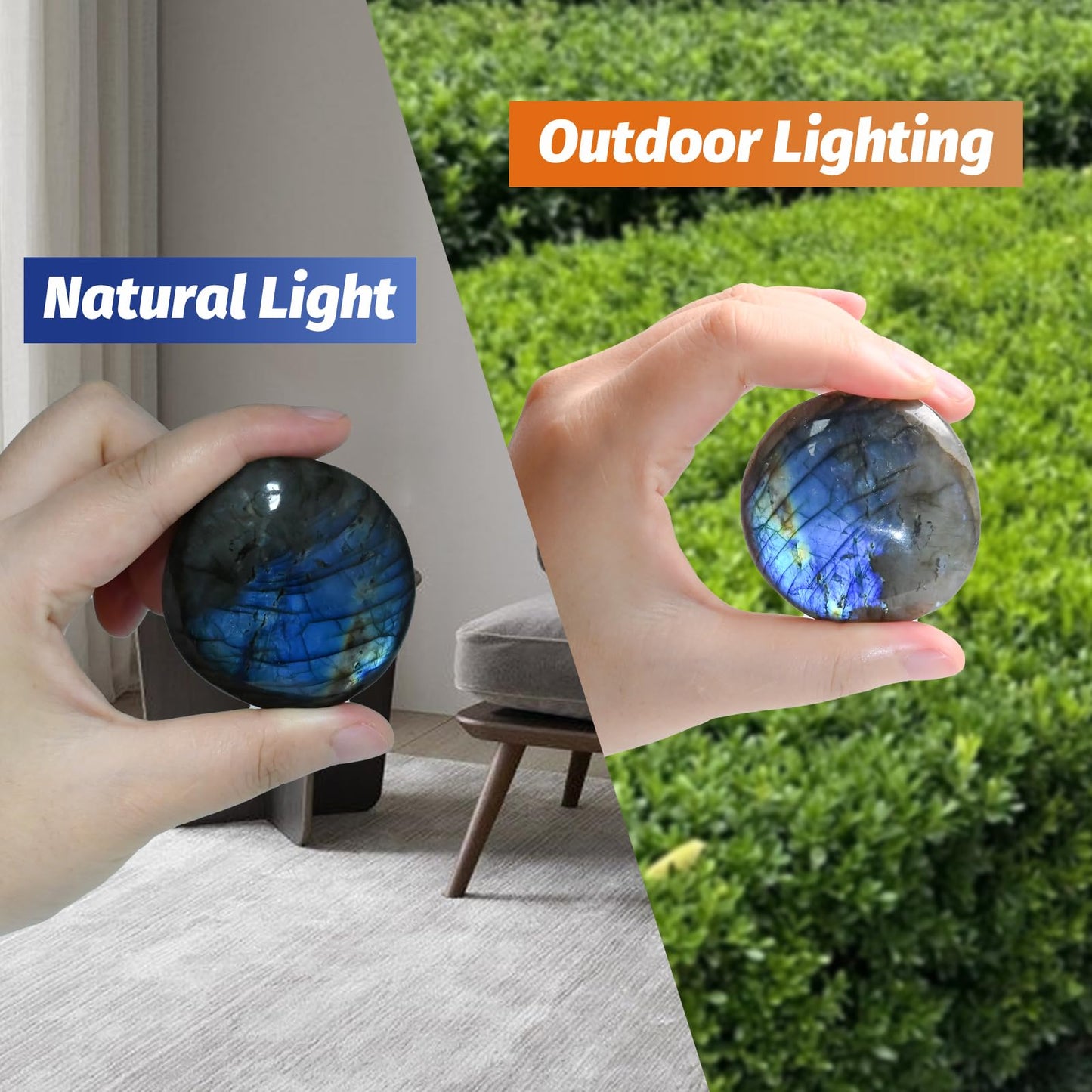 1PC Labradorite Crystals, Large Size Gemstone Labradorite Palm Stone, Irregular Shaped Labradorite Healing Stones, Natural Hand Carved Worry Stone Crystals for Meditation