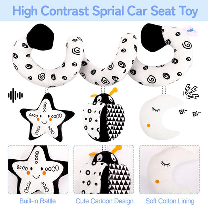 Flyxingxia High Contrast Baby Toys for Newborn, Black and White Baby Sensory Toys for 0-6-12 Months Brain Development, Montessori Infant Toys for Baby Boy Girl Shower Gifts