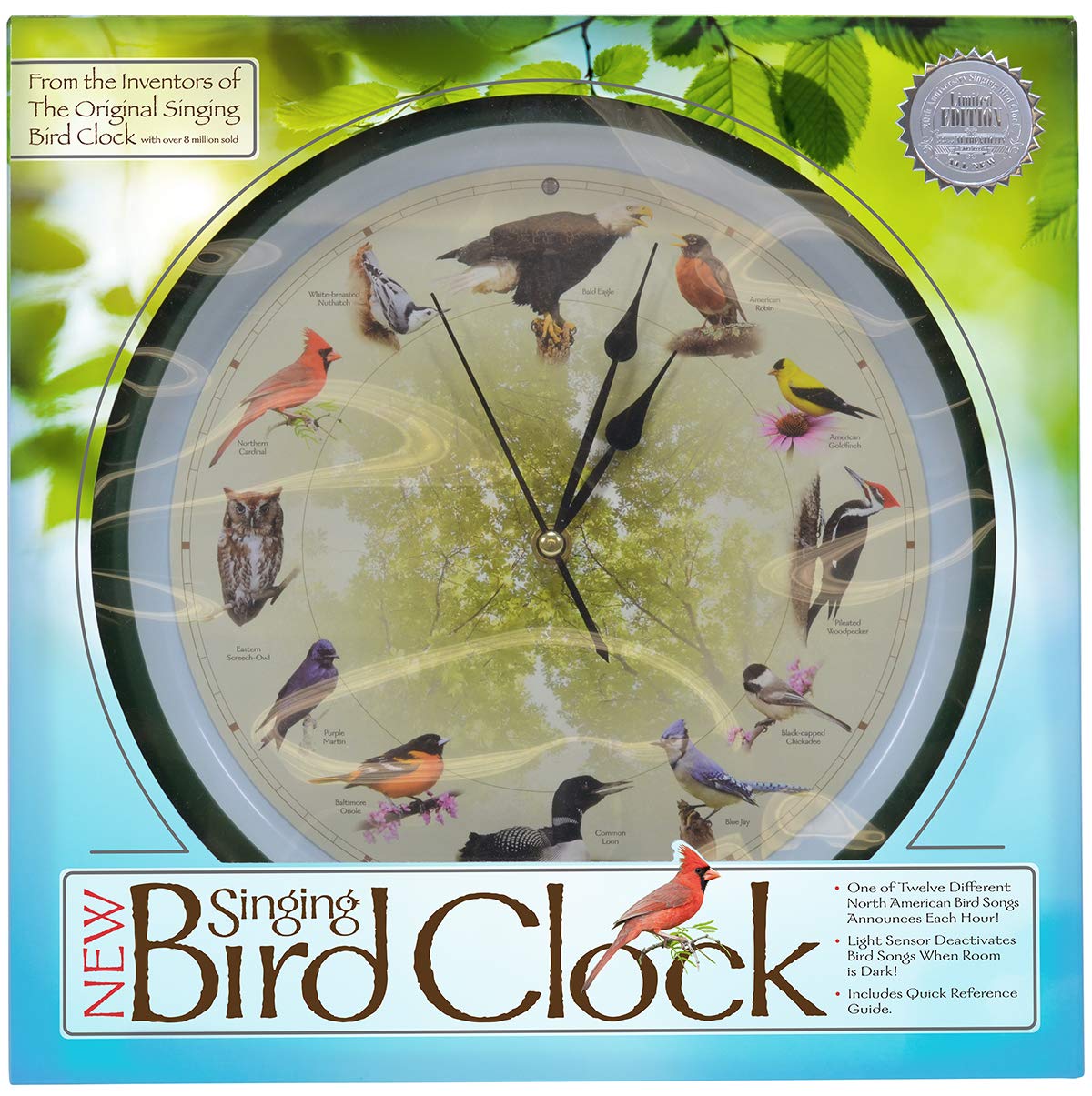 Mark Feldstein, Limited Edition 20th Anniversary Singing Bird Clock, 13 Inch