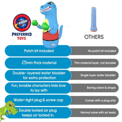 Inflatable Punching Bag for Kids - Bop Bag Inflatable Punching Toy - Inflatable Dinosaur with Instant Bounce Back Movement - Bottom Space Can Use Either Sand or Water (47” Height)