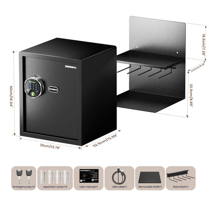 KornerBatl Smart Fingerprint Gun Safe with Biometric Lock, Quick Access Multiple Handgun Storage Rack Valentines Day Gifts for Men Women (12.99"D x 13.78"W x 16.54"H)