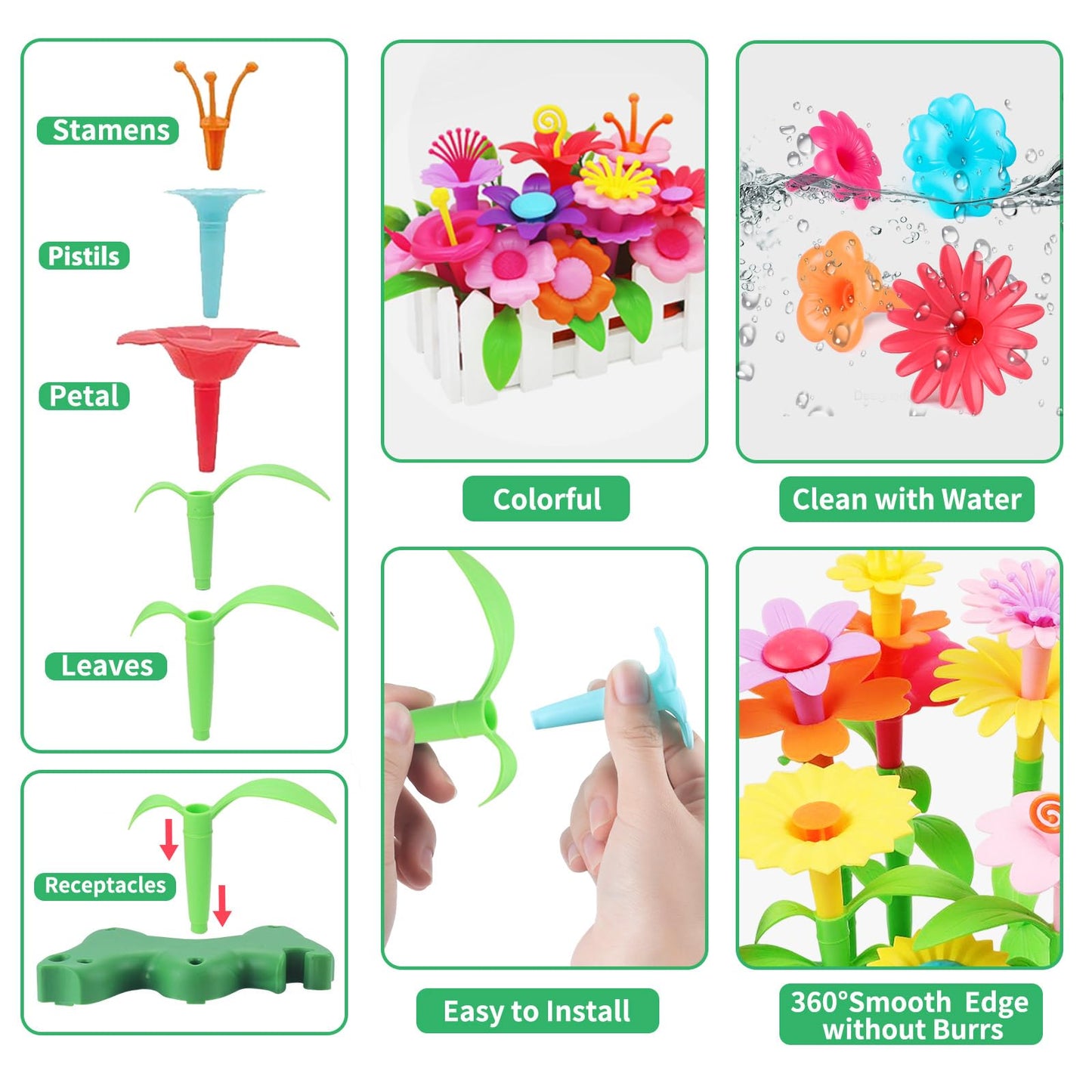 CENOVE Birthday Toys Gifts for 3 4 5 Years Old Toddler Girls Boys,Flower Garden Building Toy STEM Educational Activity Preschool Gift Toys for Kids Age 3+ with Storage Box