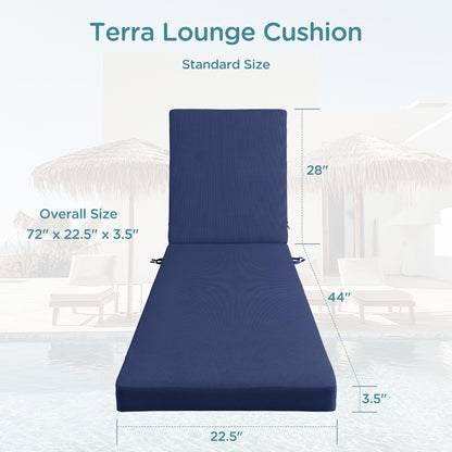 Codi Outdoor Lounge Chair Cushion, Chaise Cushions for Patio Furniture, Double Waterproof Fabric for Pool, 72 x 22.5 x 3.5 Inch 1PK Midnight Blue