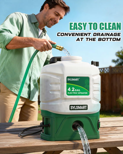 Sylsmart Battery Powered Backpack Sprayer 4 Gallon, 0-100 PSI Strong Electric Sprayer Compatible with Makita 18V Battery, 5 Nozzles, Weed Sprayer for Lawn & Garden, Yard, Fertilizer (Battery Inc)