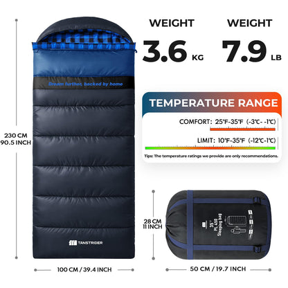 TANSTRIDER Cotton Flannel XXL Sleeping Bags for Adults Cold Weather Camping Sleeping Bag for Adults Kids Teens with Compression Sack,Camping Gear for Traveling,Hiking,Climbing,Outdoor,Indoor