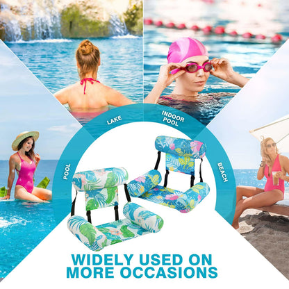 WERNNSAI Inflatable Pool Floats Adult, 2 Pack Floating Lounge Chair Hammock Adjustable, Soft Mesh Comfortable Pool Chair Float for Swimming Pool Beach Lake Summer Water Party（Green Plants）