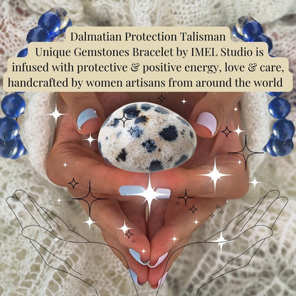 Handmade Jewelry: Crystal Bracelets for Women with Natural Gemstones - Boho Gifts by IMEL Studio (Dalmatian Protection Talisman for grounding and well-being)
