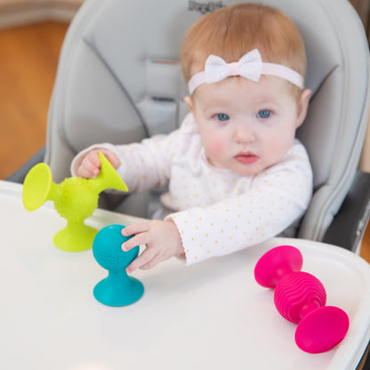 Fat Brain Toys PipSquigz Combo Set - 2 PipSquigz Loops, 3 Rattling Pip Squigz, Zippered Storage Case -BPA-Free Silicone Fidget Toys for Girls and Boys