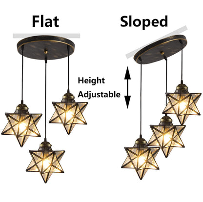 HAIXIANG Glass Glam Chandelier Star Pendants Light Fixture Modern Elegant Ceiling Hanging Lights Included LED Warm Light Bulbs Oiled Bronze