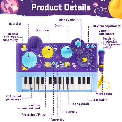Mostop Baby Piano Drum Set for Toddlers 1-3: Musical Toys 5 in 1 Baby DJ Table Piano Keyboard Xylophone Instruments for 1 2 Year Old Boys Girls, Baby Musical Instrument Learning Toys Birthday Gift