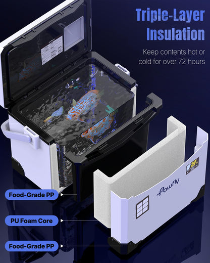 Pawfly 19 QT Leak-Proof Fishing Cooler with Rechargeable Aerator, Portable Fish Livewell for Boat, Insulated Minnow Bucket for Shrimp & Live Fish, Hard Cooler Box for Fishing
