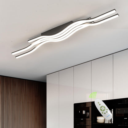Guang Shuo Black Hallway Light Acrylic Modern LED Ceiling Light Fixtures Dimmable Close to Ceiling Lights for Bedroom Bathroom Kitchen Balcony Curved Creative Design Ceiling Lamps
