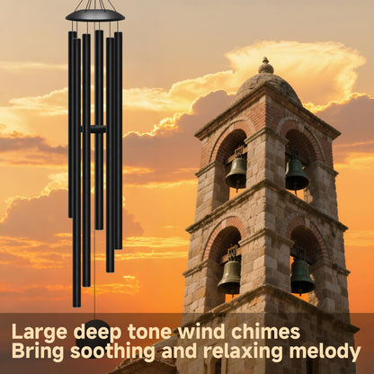 66" Extra Large Wind Chimes for Outside Deep Tone, 6 Thick and Bold Aluminum Tubes Tuned Relaxing Melody Wind Chime, Big Wind Chimes for Garden Patio Decor, Great Gift Idea for Mother's Day (Black)
