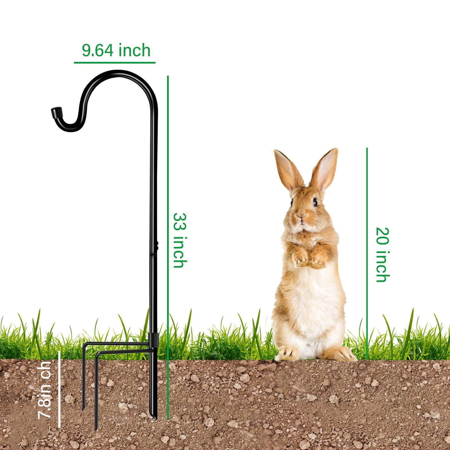 GOFORWILD Shepherd Hook 6 Pack Black, 33 inches Tall, Made of Premium Metal for Garden Decor, Plant Hanger, Lantern Hook, Solar Light Hanging, 7011-3