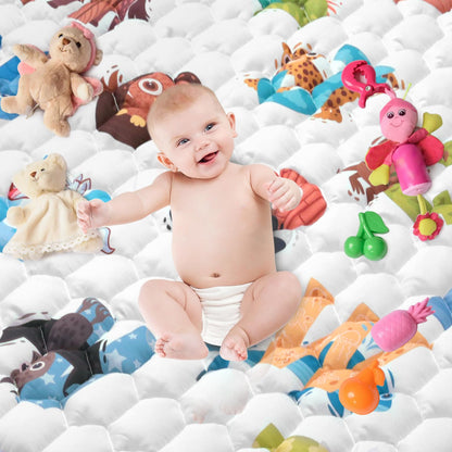 Baby Play Mat for Floor Playpen - 50" X 50" Playpen Mat,Thick One-Piece Crawling, Odorless Floor Mat, Non-Slip Cushioned Baby Playmat for Infants,Babies,Toddlers. Foldable and Machine Washable