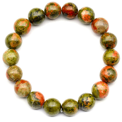 ElisaJewelryArt Unakite Beaded Stretch Bracelet for Men & Women | Handmade Natural Stone Jewelry with 8mm Unakite Beads | Scorpio Zodiac Chakra Elastic Bracelet | Balance Renewal Gift
