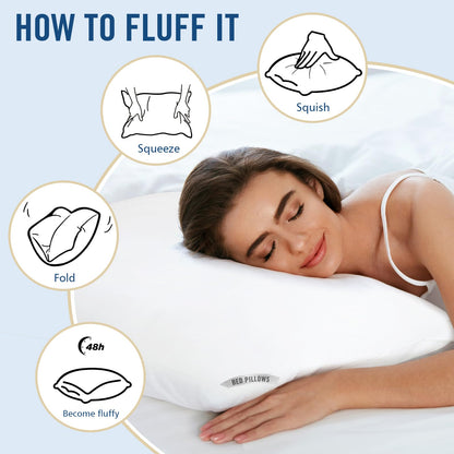 Piwaal Luxury Hotel Pillows for Sleeping 4 Pack,Bed Pillows Standard Size Set of 4,Down Alternative Filling,Pillows for Back,Stomach or Side Sleepers