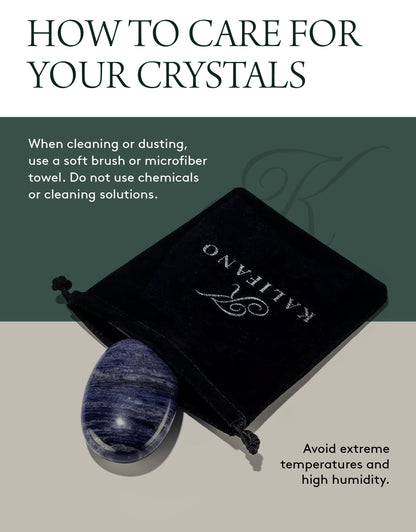 KALIFANO Sodalite Palm Stone - High Energy Iron Sodlita with Healing Properties (Information Card) Reiki Crystal Used for Increased Self Esteem