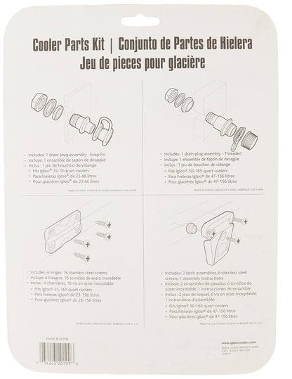 Igloo Parts Kit for Ice Chests, White, 8.5" x 2" x 9"