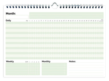 HADIGU Habit Tracker Calendar, (Undated 12 Month) with Spiral Bound and Hanger, A4 size (8.3"x11.7"), Habit Tracker Journal for Daily Weekly and Monthly Habit Tracking.