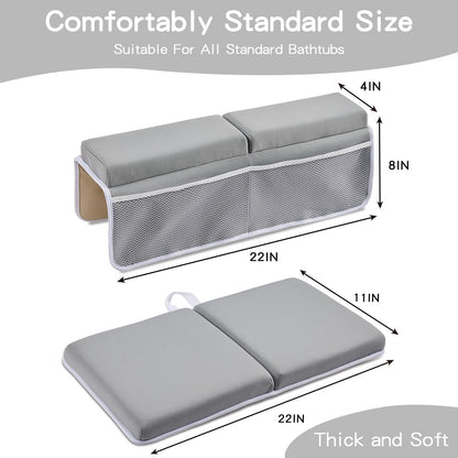 ILPEOD Bath Kneeler and Elbow Rest Pad Set, Thick Soft Quick Dry Bathtub Mat for Baby Bathing Time, Memory Foam With Toys Organizer, Gifts for Parents, Grey