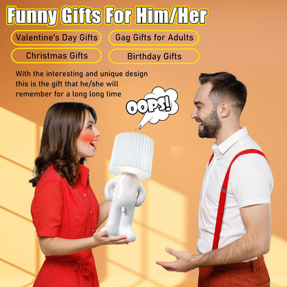 MINILIF Funny Shy Boy Table Lamp，Novelty Plug-in Table Lamp for Home, Office, Bedroom, or Desk Decor - Gift Idea for Christmas, Valentine's Day, or Birthdays
