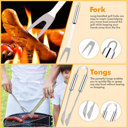 Grill Utensils Set,15 Pcs Stainless Steel BBQ Accessories Set, Portable Professional Grill Tool, Perfect Grill Kit Gift for Outdoor with Bag
