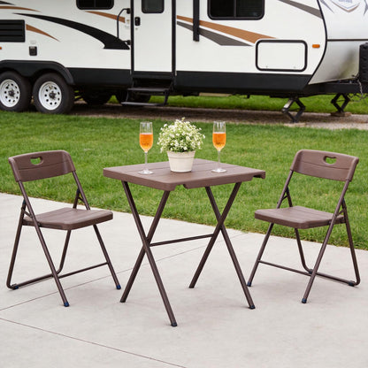 FurniEdge Folding Table, Portable Square Foldable Table No Assembly, Heavy Duty Steel Frame Indoor Outdoor Camping Patio Table with 400 LBS Capacity, Picnic Card Table for Backyard, RV, Small Spaces