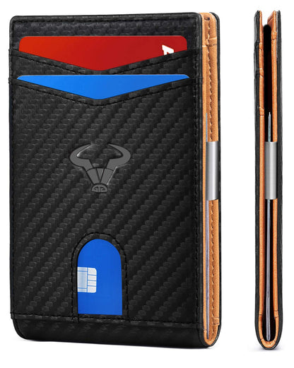 BULLIANT Slim Wallet Men, Leather Wallet Front Pocket Card Holders for Gift Men 3"X4.3"