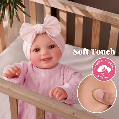 BABESIDE Reborn Baby Dolls Sunny - 17Inch Cute Soft Vinyl Realistic Baby Doll Poseable Smiling Real Life Baby Dolls with Complete Accessories for 3+ Years Old Gifts