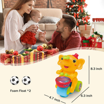 ARHEQI Baby Elephant Musical Crawling Toy with Lights, Sounds, Blowing Ball, Infant Sensory Toys, Birthday Gifts for Kids Boy Girl 3 4 5 6 7 8 Years (Yellow)