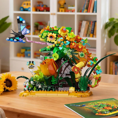 Chameleon Garden Bonsai Building Set, 1092PCS Nature Inspired MOC Flowers & Insects STEM Kit Compatible with Lego Animal, Stunning Desk Decor for Home/Office, Building Blocks for Kids Adults Aged 12+