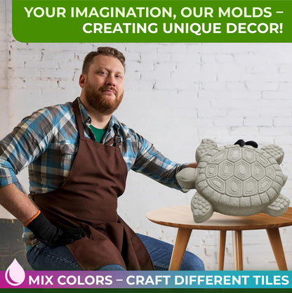 BETONEX Turtle Stepping Stone Mold Garden Concrete Mold Cement Plastic ABS 2mm - Tortoise Mould for Cement - Paving DIY Turtle Garden Stone Path Form