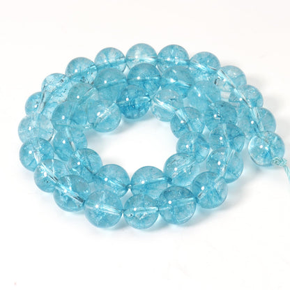 Siomia 45pcs 8mm Natural Blue Topaz Gemstone Beads Energy Healing Crystal Round Loose Stone Beads for Jewelry Making, DIY Bracelets Necklaces