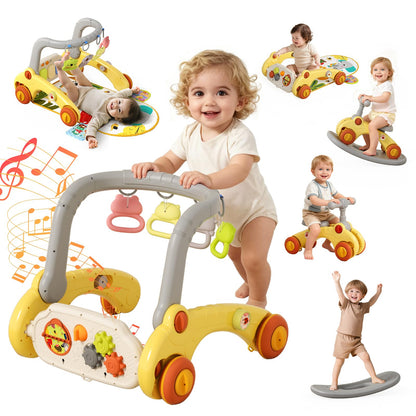 7 in 1 Baby Push Walkers Gym Play Mat for Baby Boys Girls 6-12 Months,Activity Center Rocking Toy Balance Bike Board for Toddlers 1-3,Sit to Stand Walker,Early Learning Push Toys Gifts for Infant