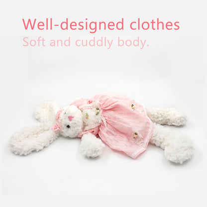 oits cute Floppy Bunny Stuffed Animals in Dress for Baby Girls Plush Toys 18 Inch (Pink Retro Dress)