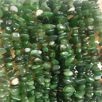 jodaying 7-8mm Natural Green Canada Jade Gemstone Chips Healing Gravel Bracelets Necklace Kit Irregular Tumble Stone Beads DIY Crafts Design Jewelry Making 32"