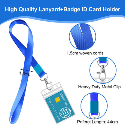 Badge Holder with Lanyard, 24-Pack Clear Vertical ID Card Badge Holder, Durable Badge Holders with Colorful Cruise Lanyards (Inner Size: 2.6’’×3.7’’, 12 Colors)