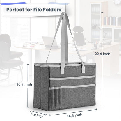 UNICITII File Organizer Box, Portable Tote Bag Hanging Filing Box Desktop File Folder Document Storage Organizer with Pockets and Handles