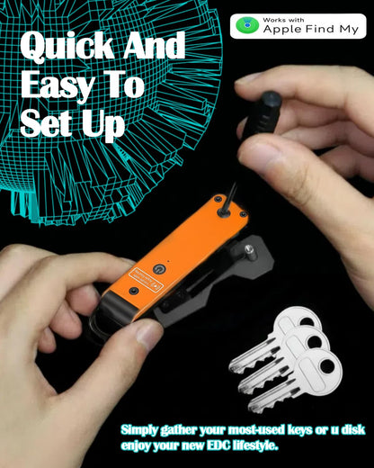 ShiChextasy Air Keychain with GPS Tracker : Lightweight Compact Key Holder for Outdoor Use - Minimalist Metal Key Organizer (Orange)