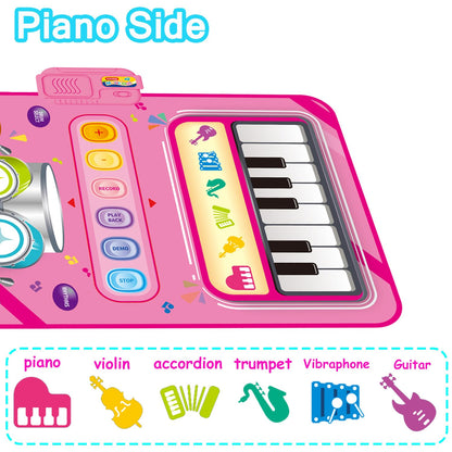 Toys for 1 Year Old Girl Gift,2 in 1 Piano Mat Montessori Toys for 1 2 Year Old Girl,Educational Musical Toy First Birthday Gifts for 1 2 3 Year Olds Girls,Christmas Stocking Stuffers for Toddler